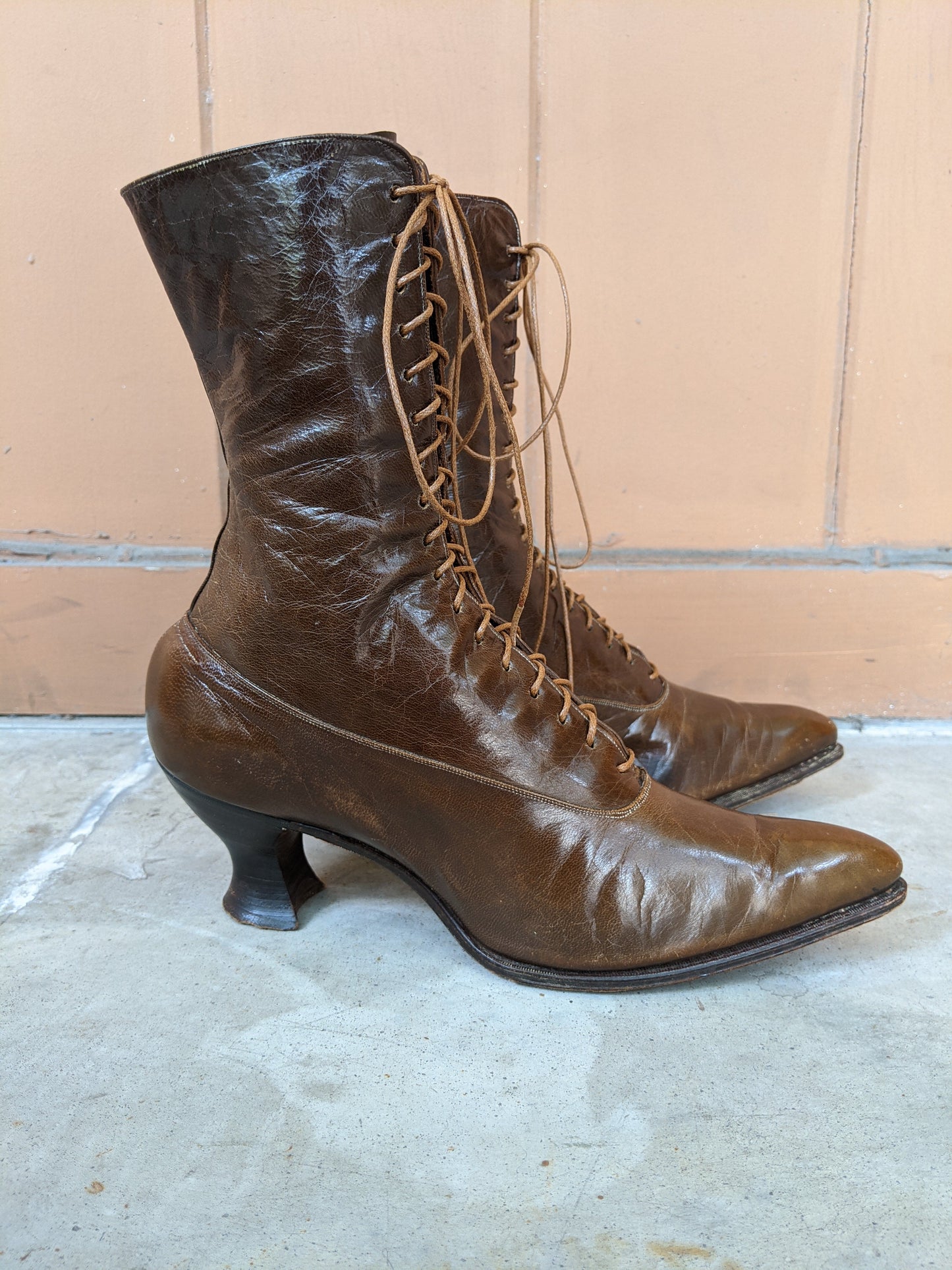 1910s-1920s Brown Louis Heel Boots | Sz 7.5-8