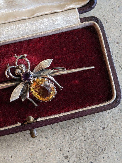 1900s Sterling Silver Fly or Bee Brooch