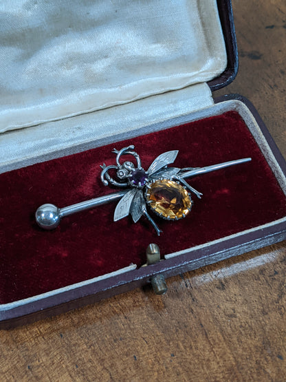 1900s Sterling Silver Fly or Bee Brooch