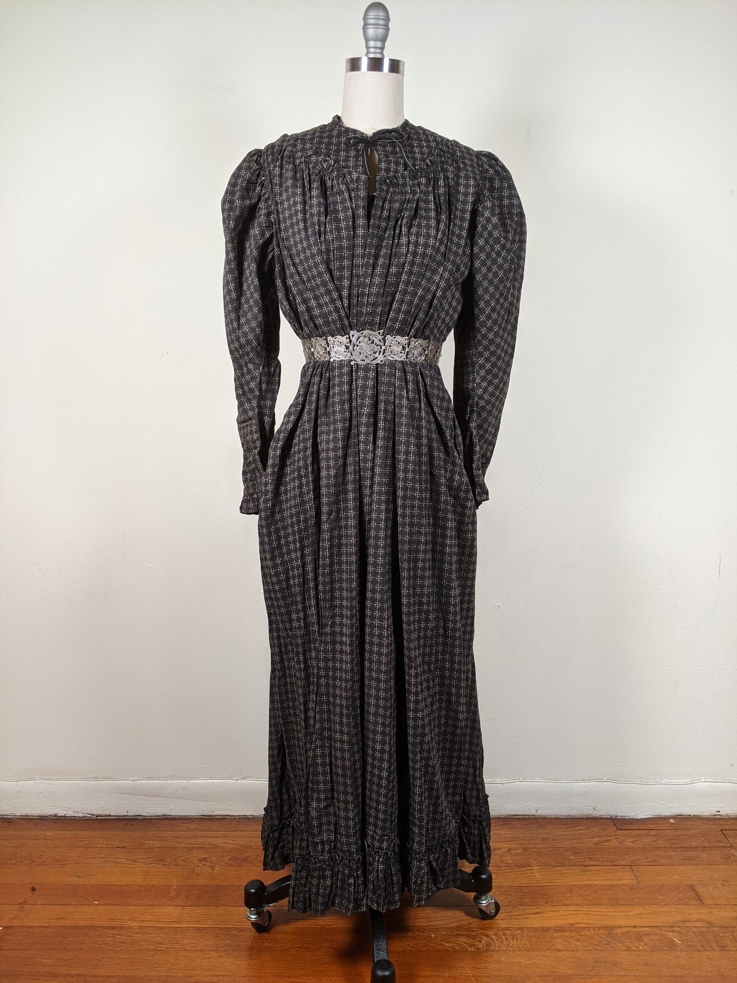 1890s Black Wrapper Dress