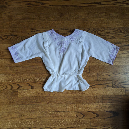1910s Lilac Embroidered Blouse