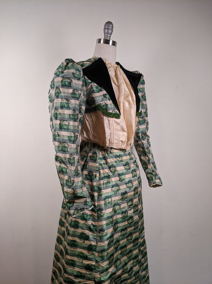 1890s Green Leaf Pattern Dress | Study + Display