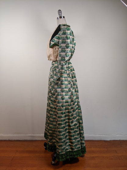 1890s Green Leaf Pattern Dress | Study + Display