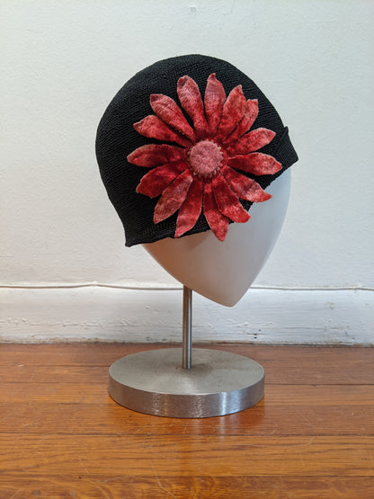 1920s Black + Pink Cloche Hat