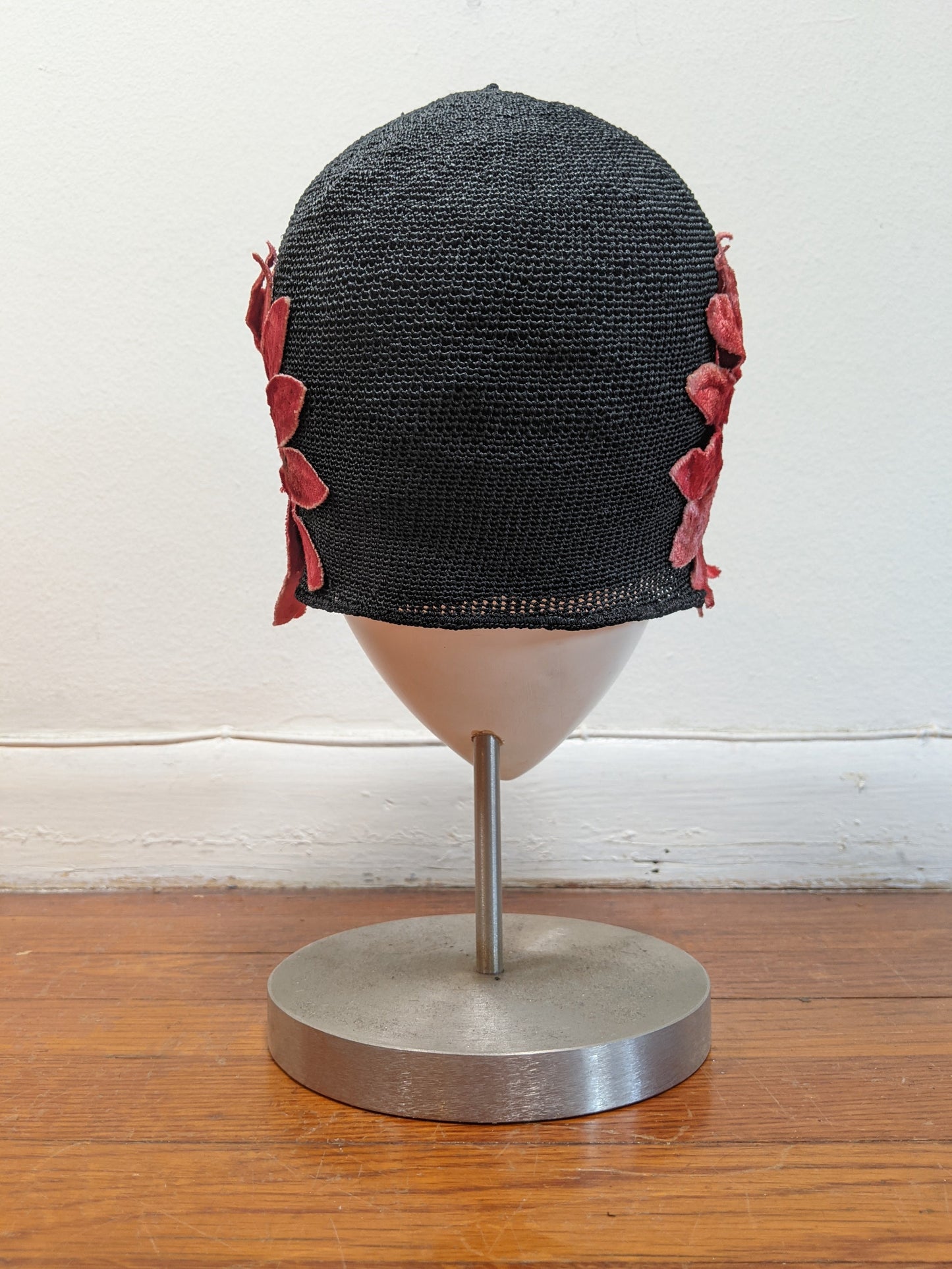 1920s Black + Pink Cloche Hat