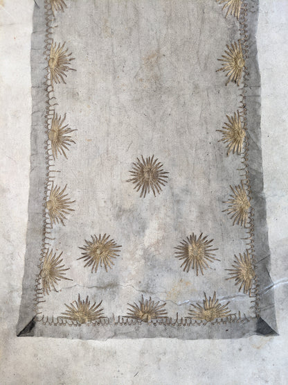 1920s Black + Gold Metallic Embroidered Sun Shawl