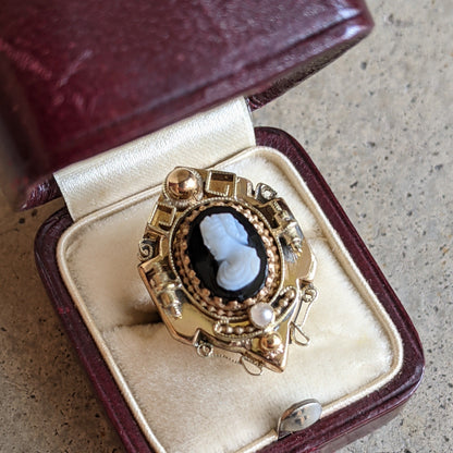 19th c. 14k Gold Etruscan Revival Cameo Ring