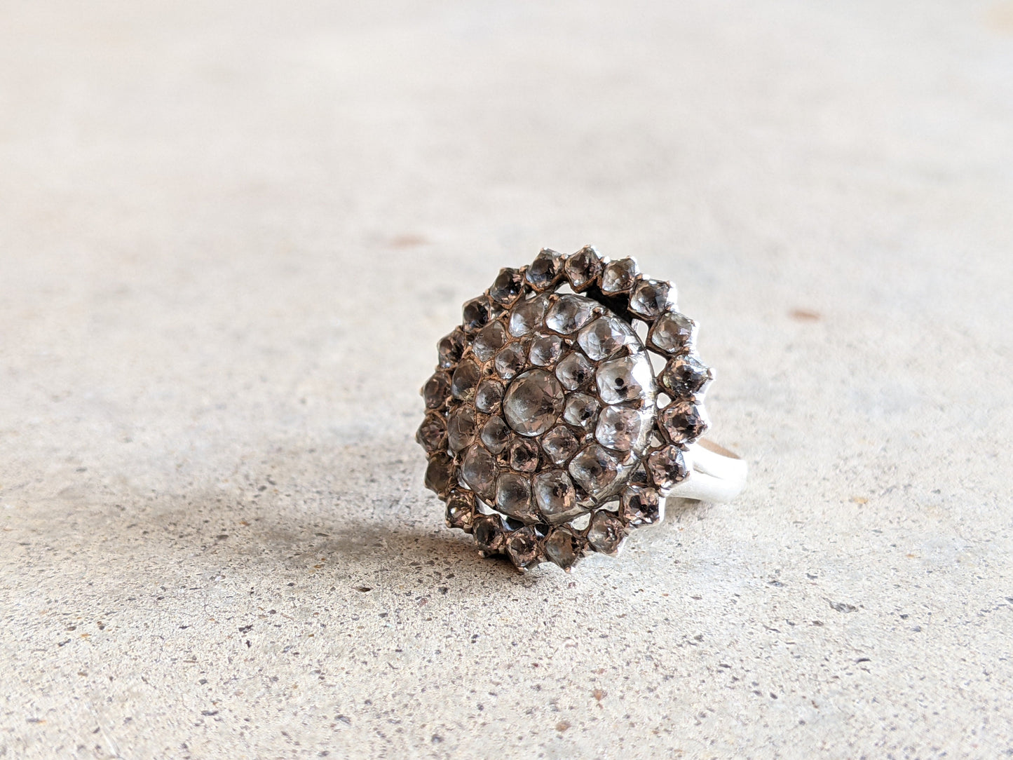 Early 19th c. Black Dot Paste Silver Ring