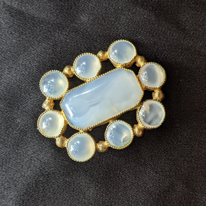 19th c. Scottish White Agate / Chalcedony Brooch