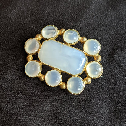 19th c. Scottish White Agate / Chalcedony Brooch