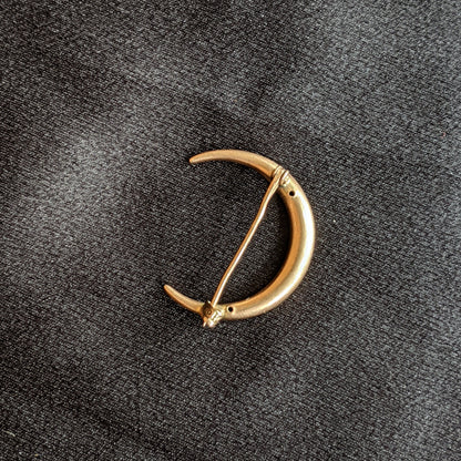 1900s 10k Gold Repousse Moon Brooch