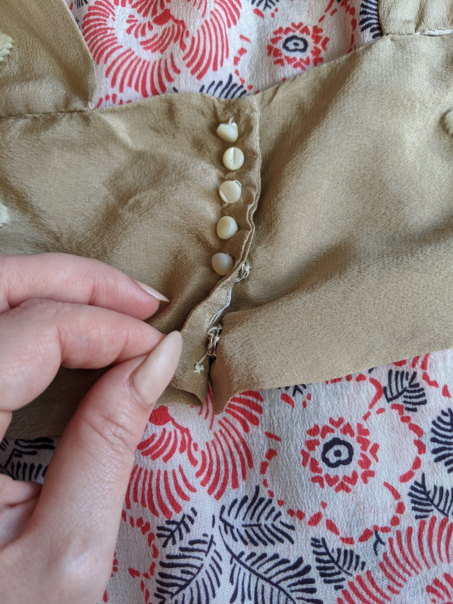 1920s Silk Floral Dress