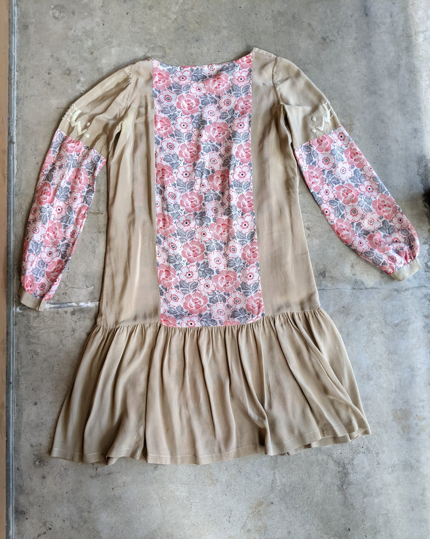 1920s Silk Floral Dress