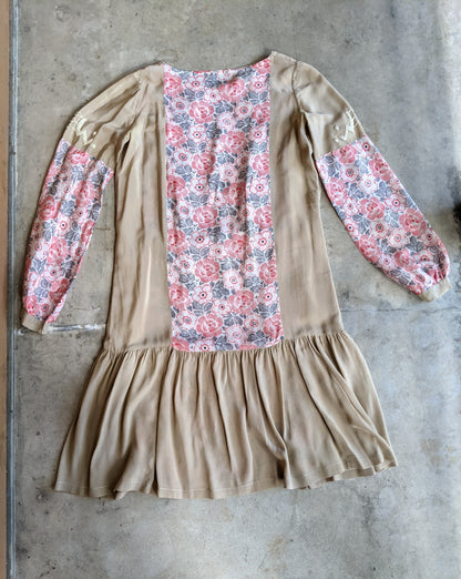 1920s Silk Floral Dress