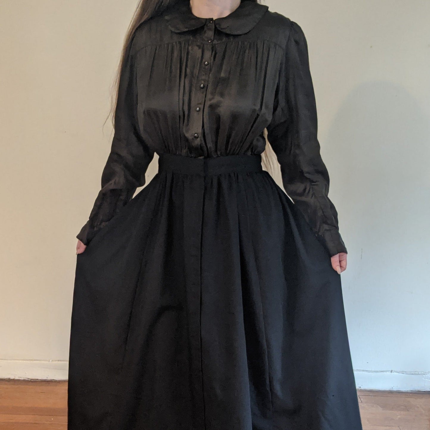1910s Black Silk + Wool Dress