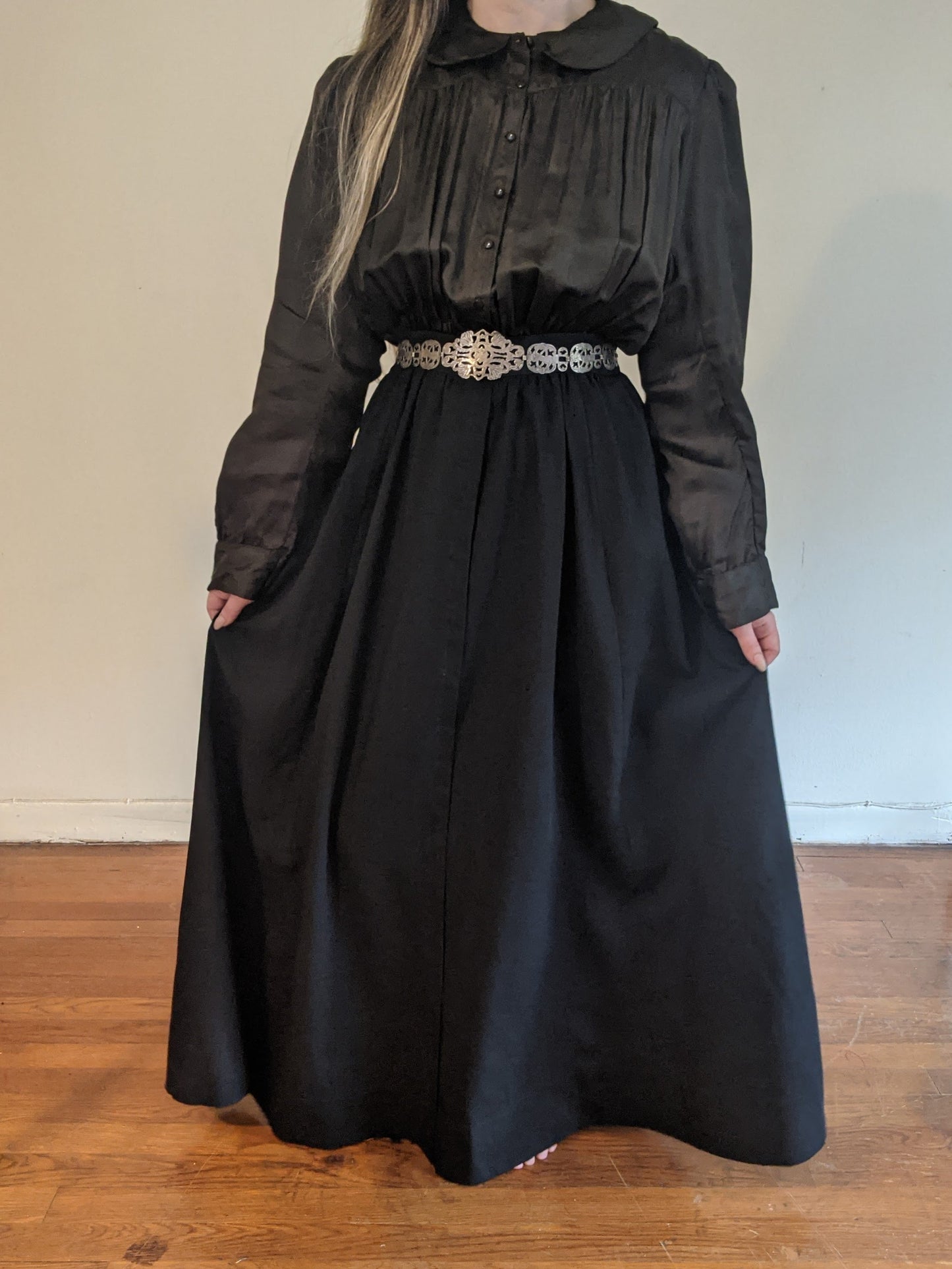 1910s Black Silk + Wool Dress