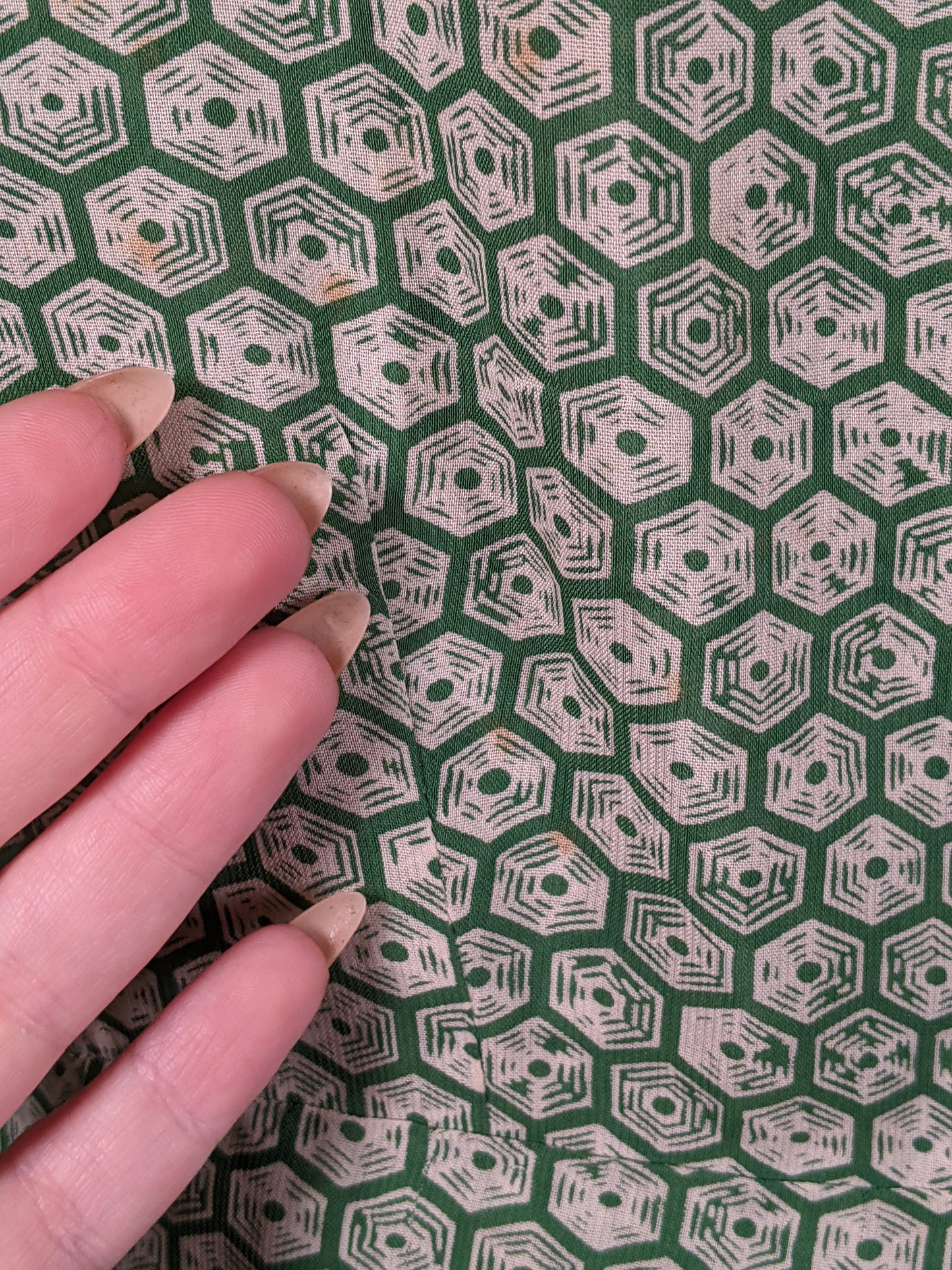 1930s Rayon Spiderweb Novelty Print Dress