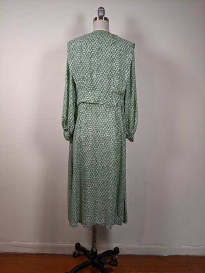 1930s Rayon Spiderweb Novelty Print Dress