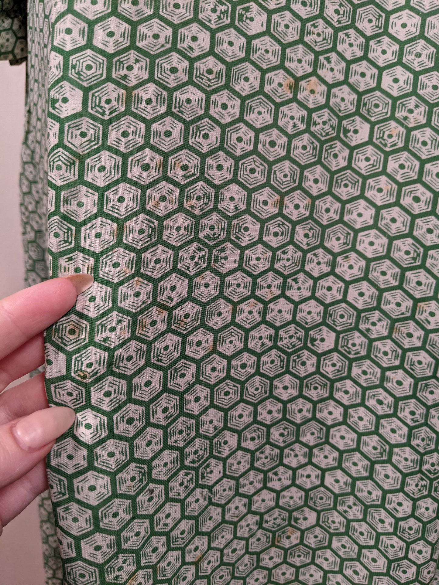 1930s Rayon Spiderweb Novelty Print Dress
