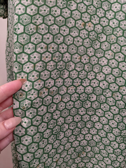1930s Rayon Spiderweb Novelty Print Dress