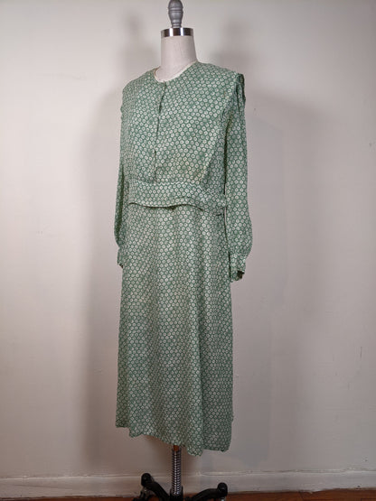 1930s Rayon Spiderweb Novelty Print Dress