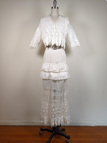 1910s Flower Motif Lingerie Dress