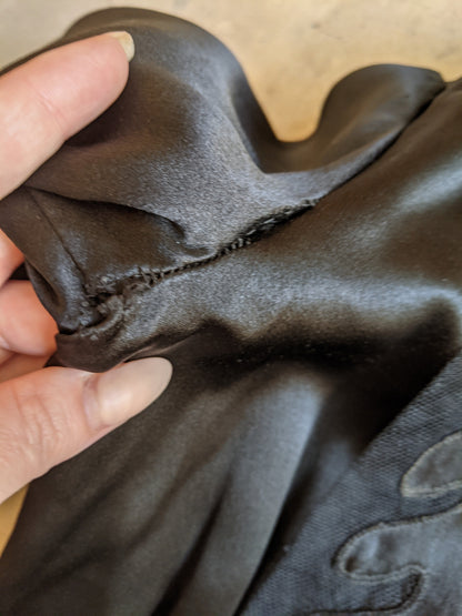 1930s Inky Black Silk Dress | XS-S