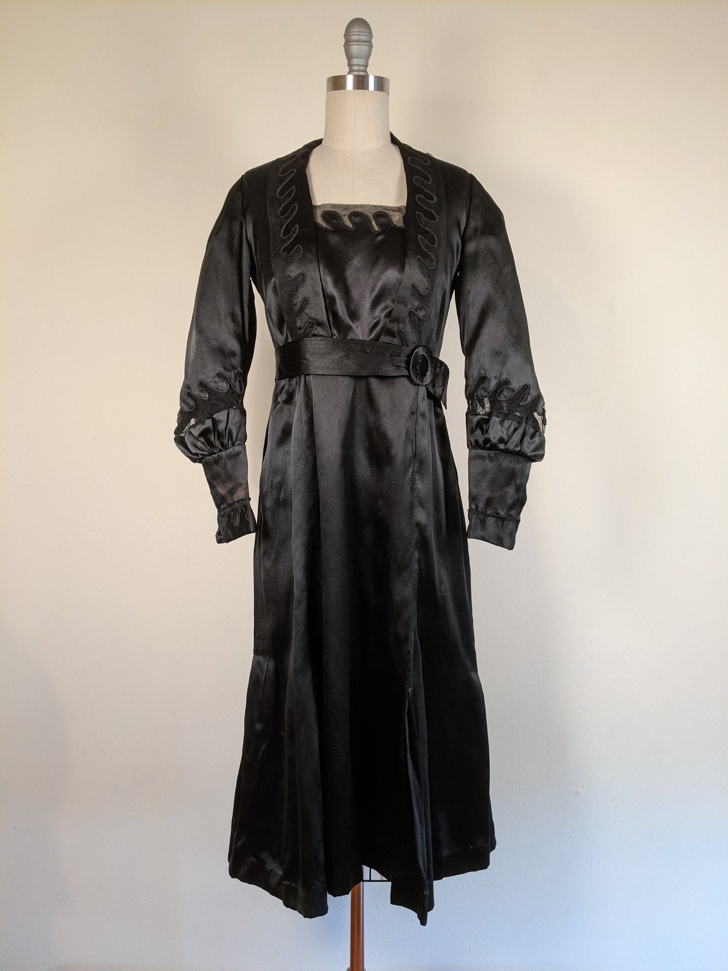 1930s Inky Black Silk Dress | XS-S