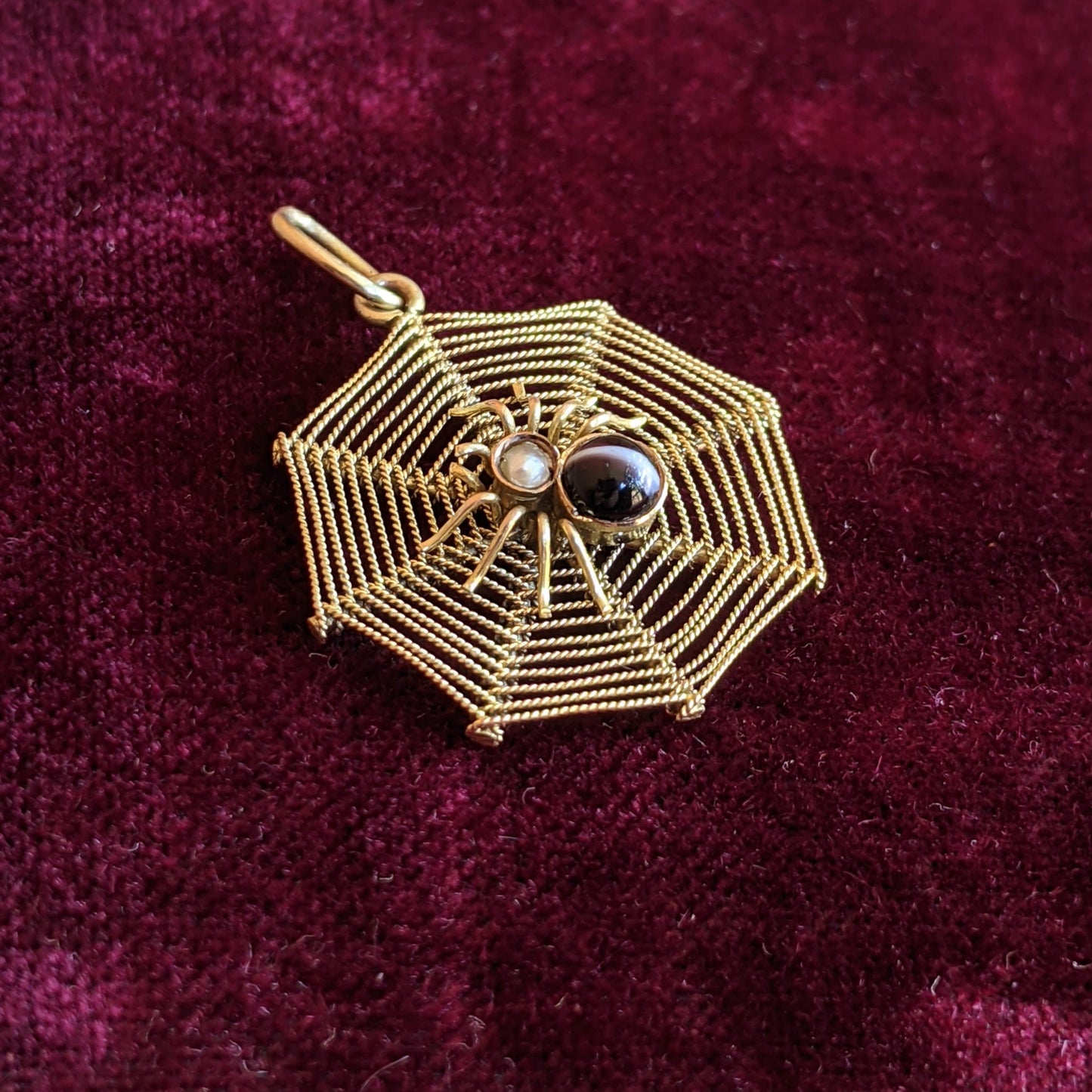 1900s 9k Gold Spider Web Pendant