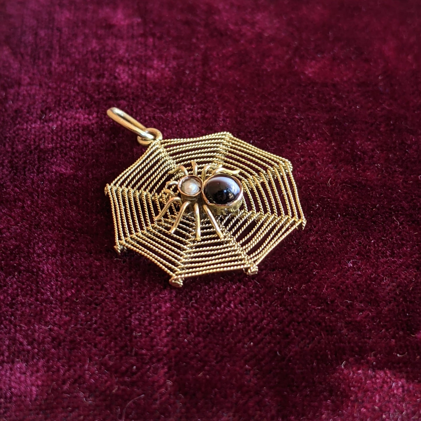 1900s 9k Gold Spider Web Pendant