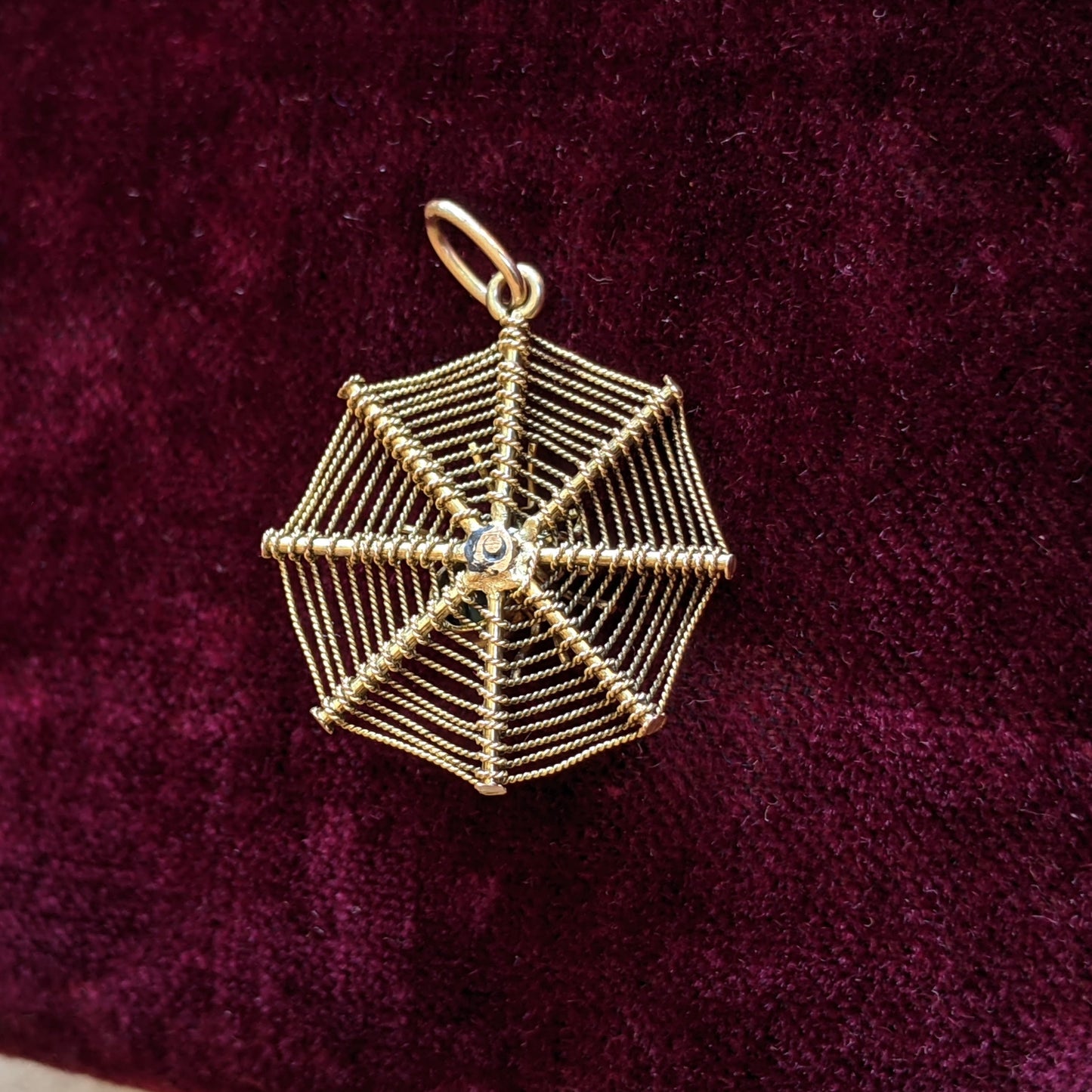 1900s 9k Gold Spider Web Pendant