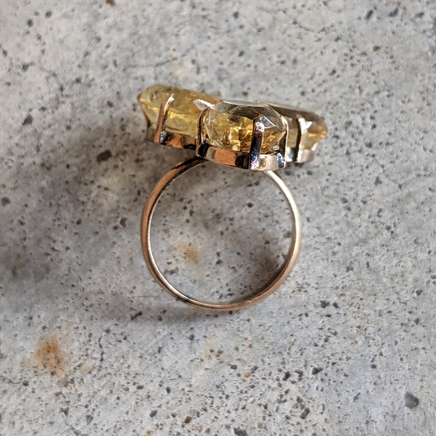 19th C. 10k Gold + Citrine Shamrock Ring
