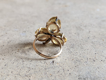 19th C. 10k Gold + Citrine Shamrock Ring