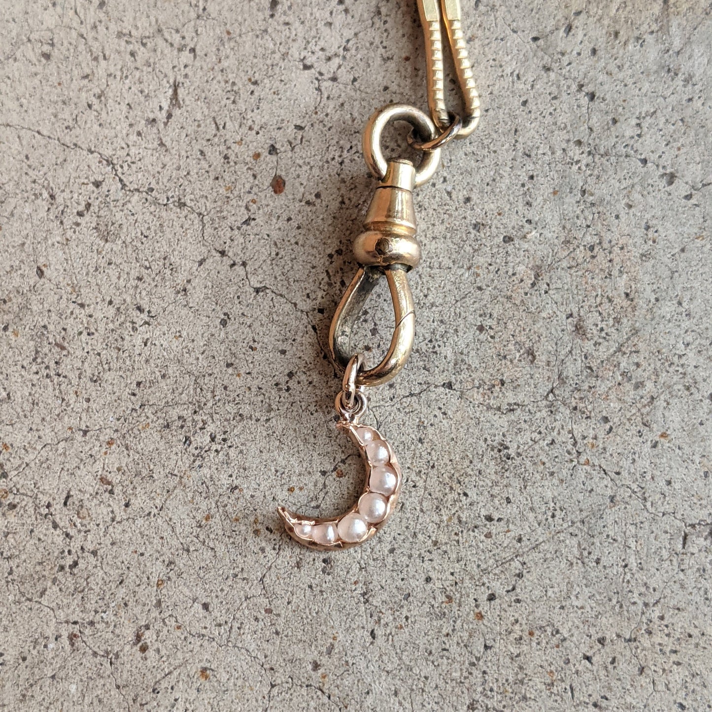1910s Crescent Moon Seed Pearl Charm