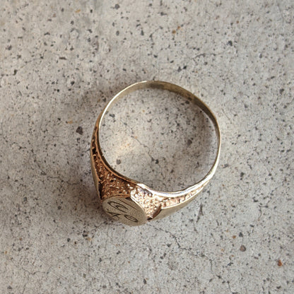 14k Gold Celestial Signet Ring c. Turn of the Century