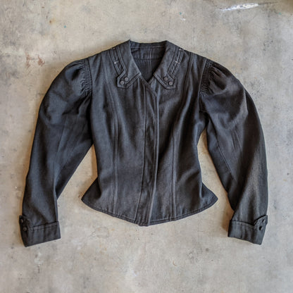 1900s Dark Grey Puff Sleeve Jacket