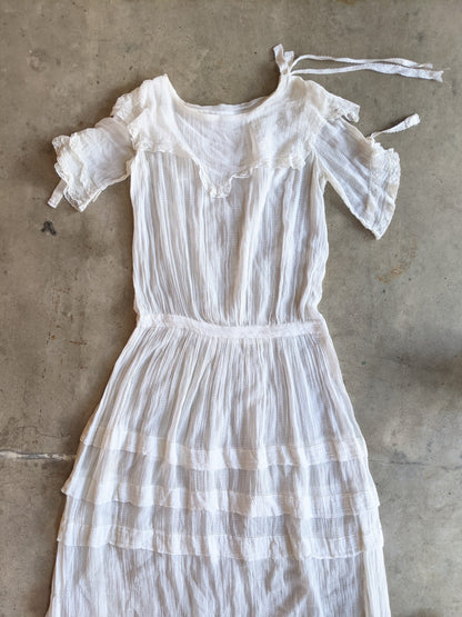 C. 1920s Cotton Gauze Dress