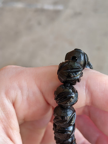 c. 1860s Carved Jet Bead Necklace