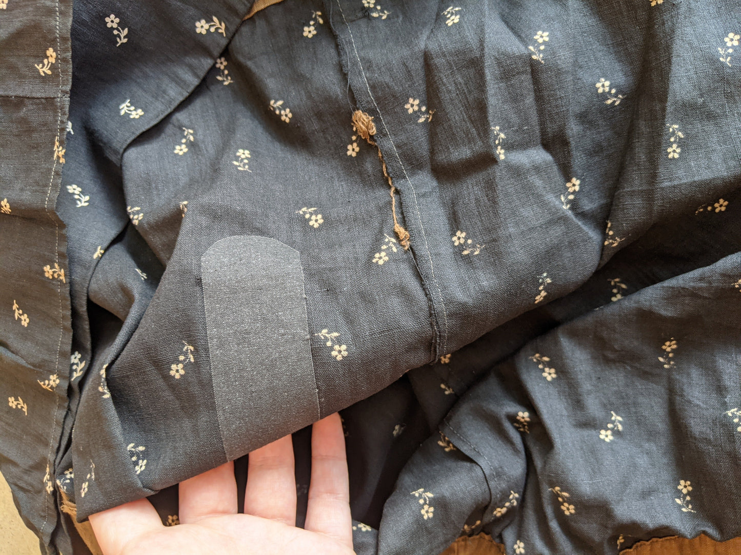 c. 1890s-1900s Dark Indigo Calico Dress