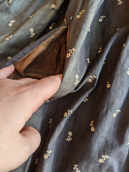 c. 1890s-1900s Dark Indigo Calico Dress
