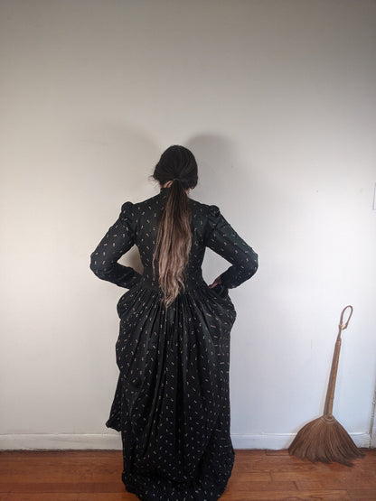 c. 1890s-1900s Dark Indigo Calico Dress