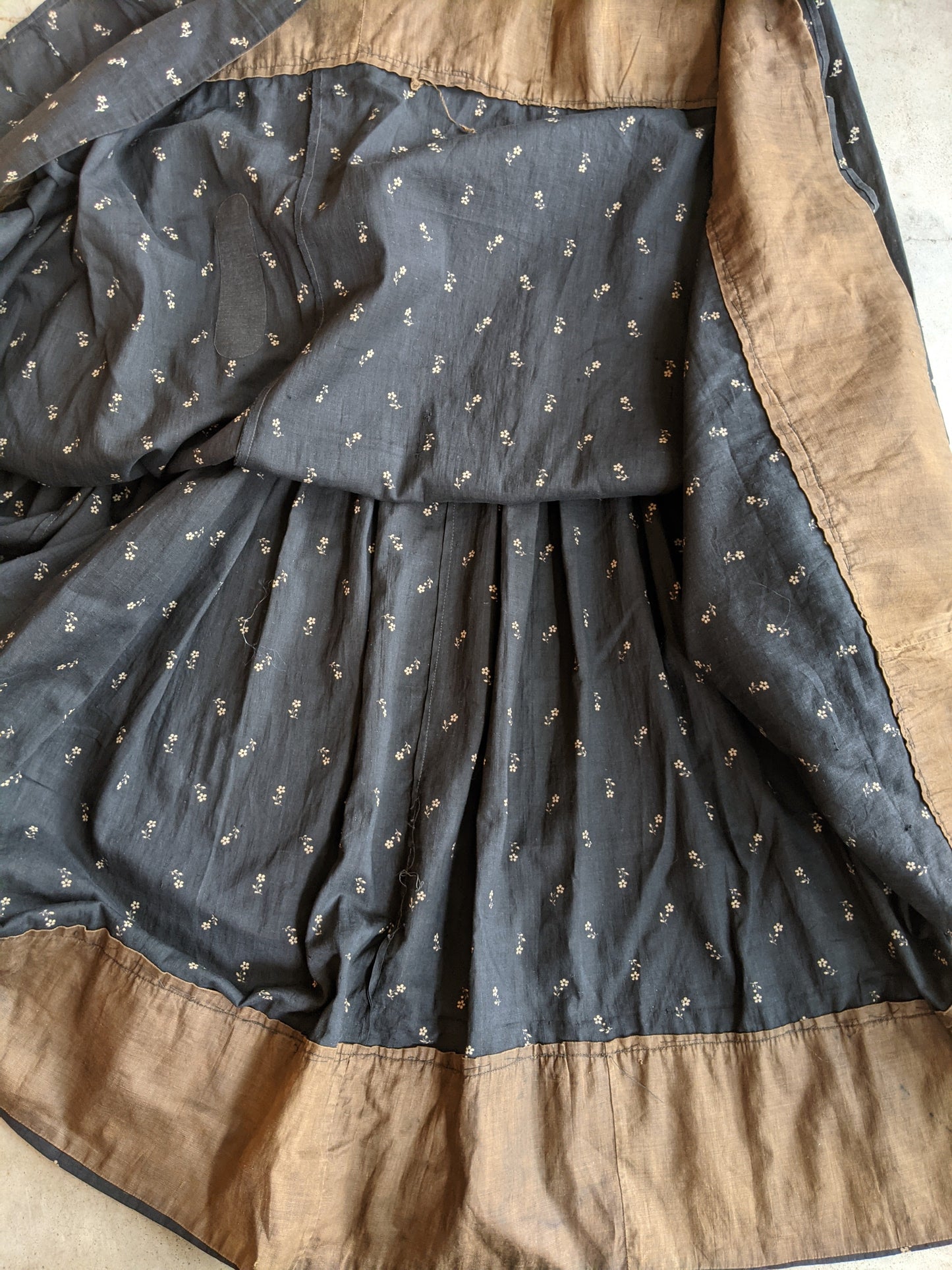 c. 1890s-1900s Dark Indigo Calico Dress