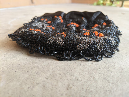 1930s-1940s Orange + Black Beaded Purse