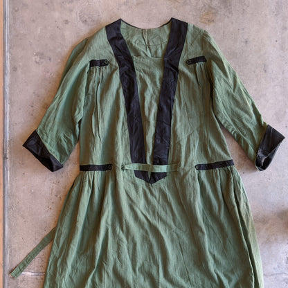 1920s Green Linen Dress