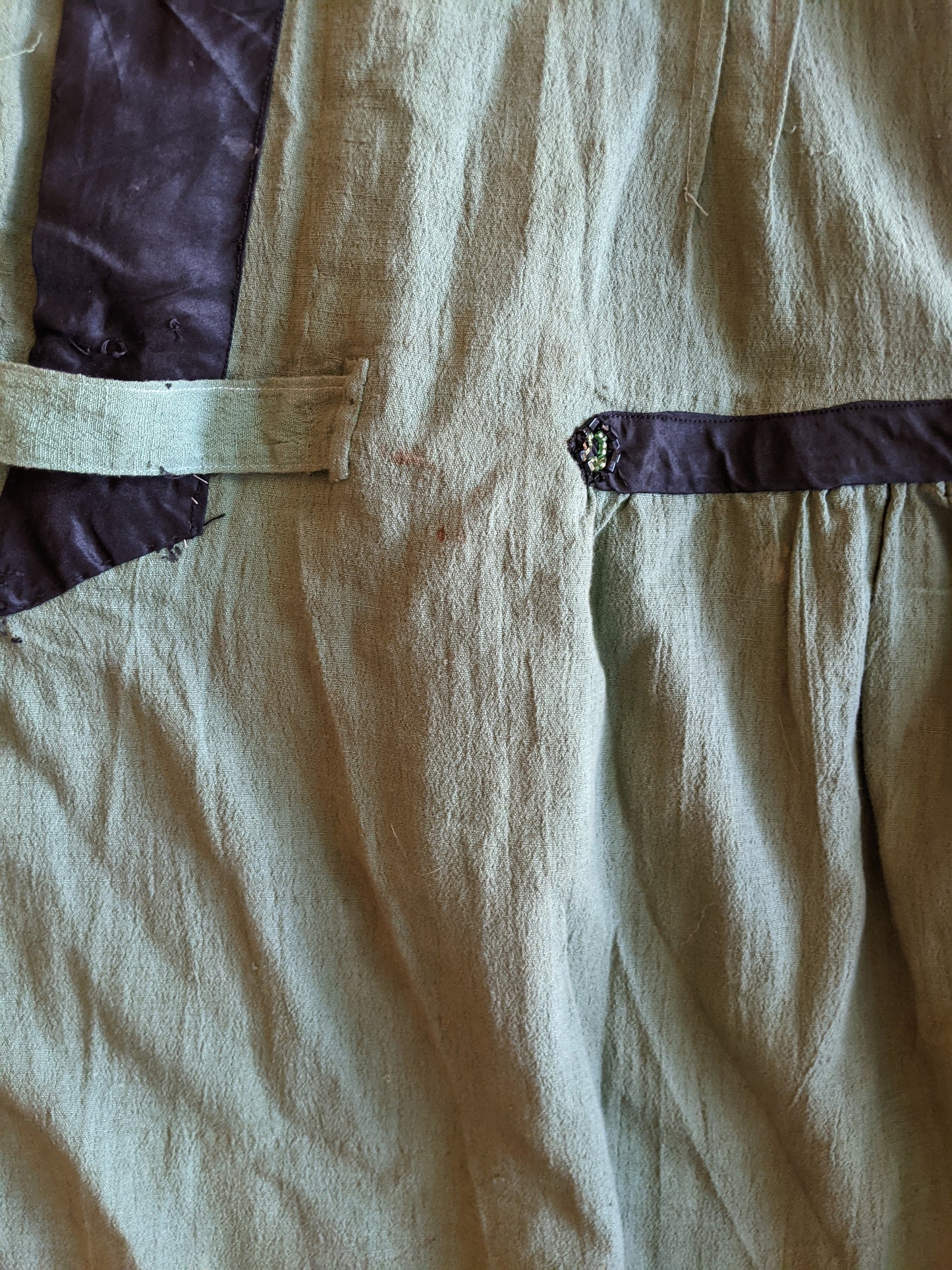 1920s Green Linen Dress