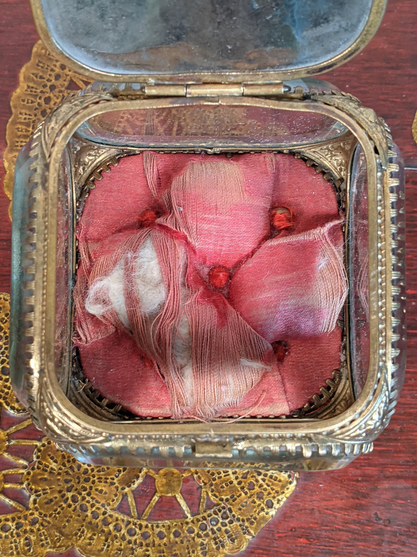19th c. Ormolu Beveled Glass Jewelry Casket