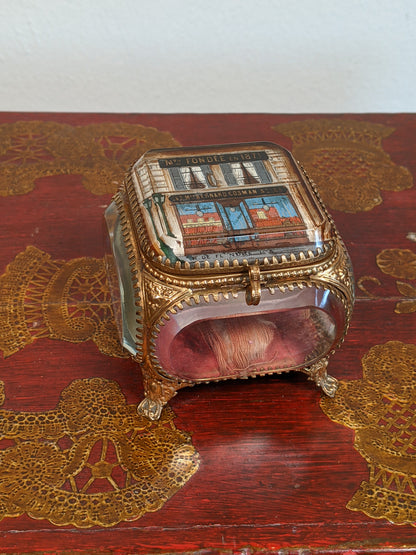 19th c. Ormolu Beveled Glass Jewelry Casket