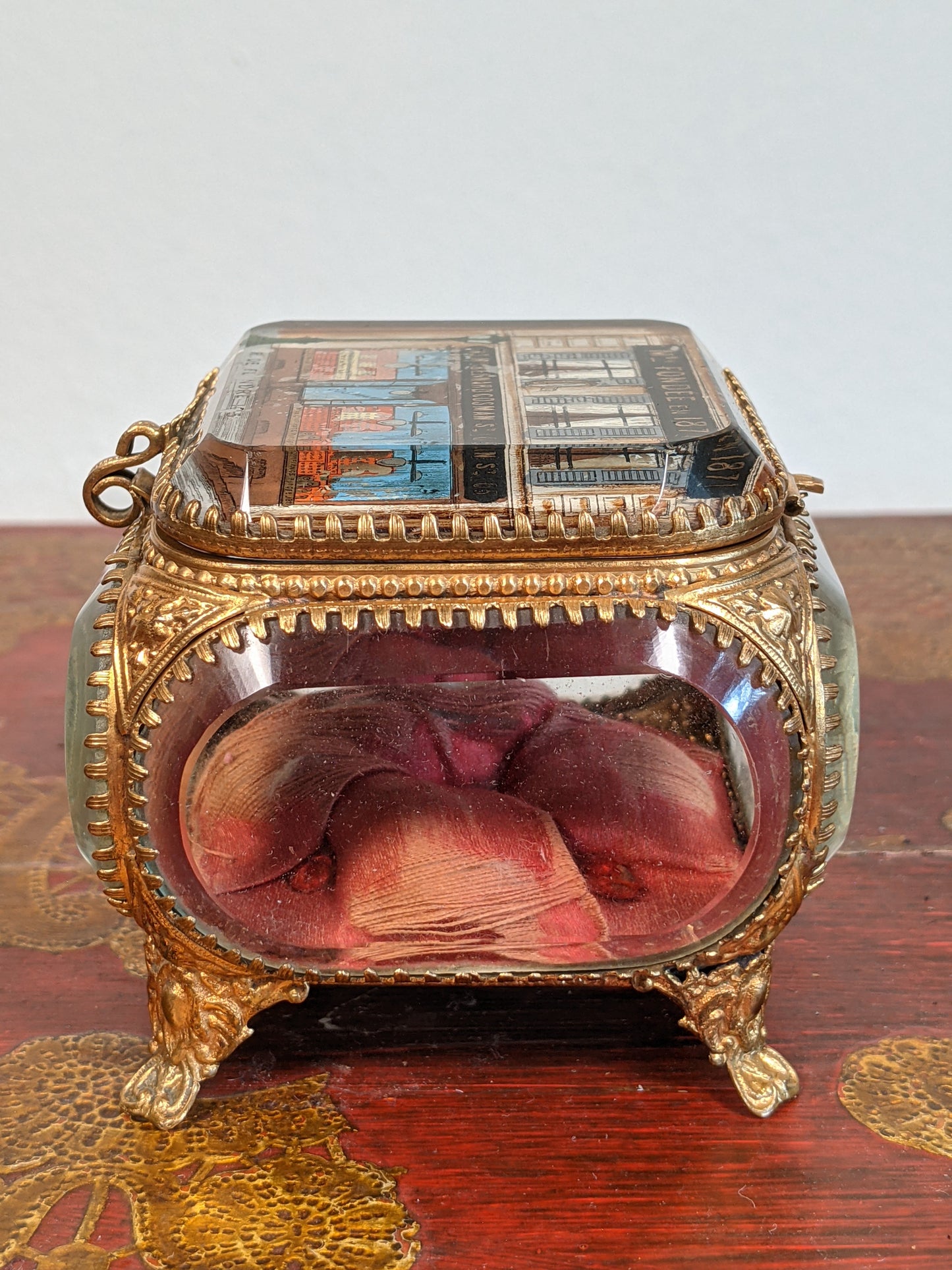 19th c. Ormolu Beveled Glass Jewelry Casket