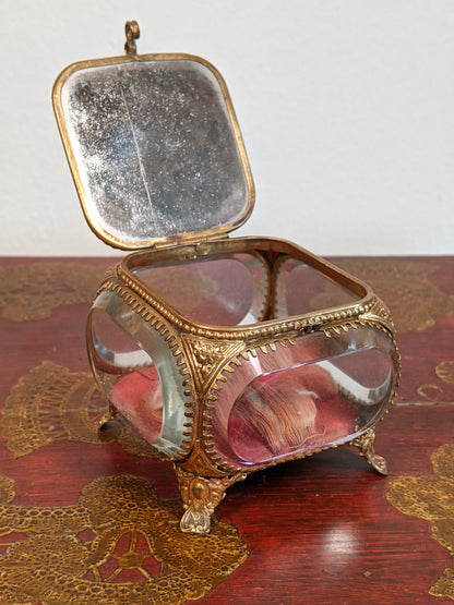 19th c. Ormolu Beveled Glass Jewelry Casket