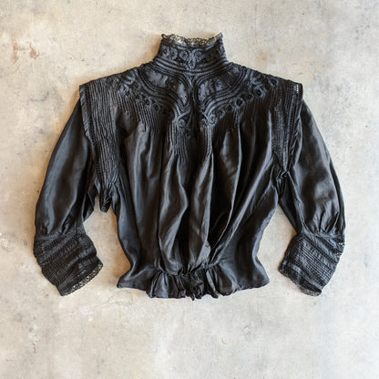 1900s Black Silk Shirt-Waist